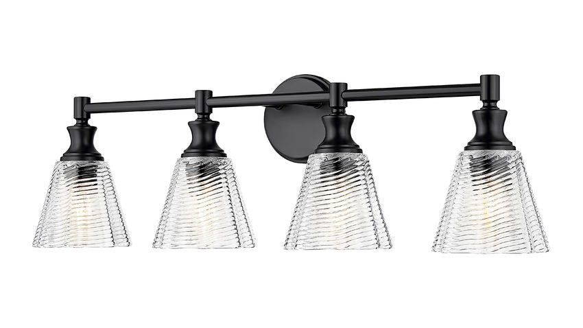 Z-Lite Auden 32" 4-Light Matte Black Steel Frame Clear Glass Shade Vanity Light