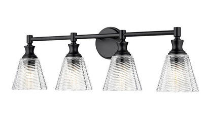 Z-Lite Auden 32" 4-Light Matte Black Steel Frame Clear Glass Shade Vanity Light