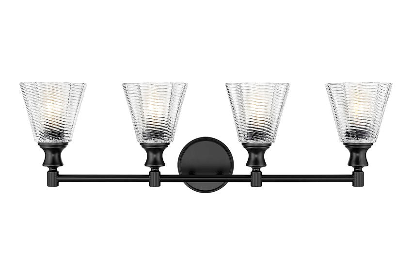 Z-Lite Auden 32" 4-Light Matte Black Steel Frame Clear Glass Shade Vanity Light