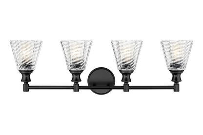 Z-Lite Auden 32" 4-Light Matte Black Steel Frame Clear Glass Shade Vanity Light