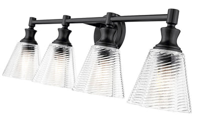 Z-Lite Auden 32" 4-Light Matte Black Steel Frame Clear Glass Shade Vanity Light