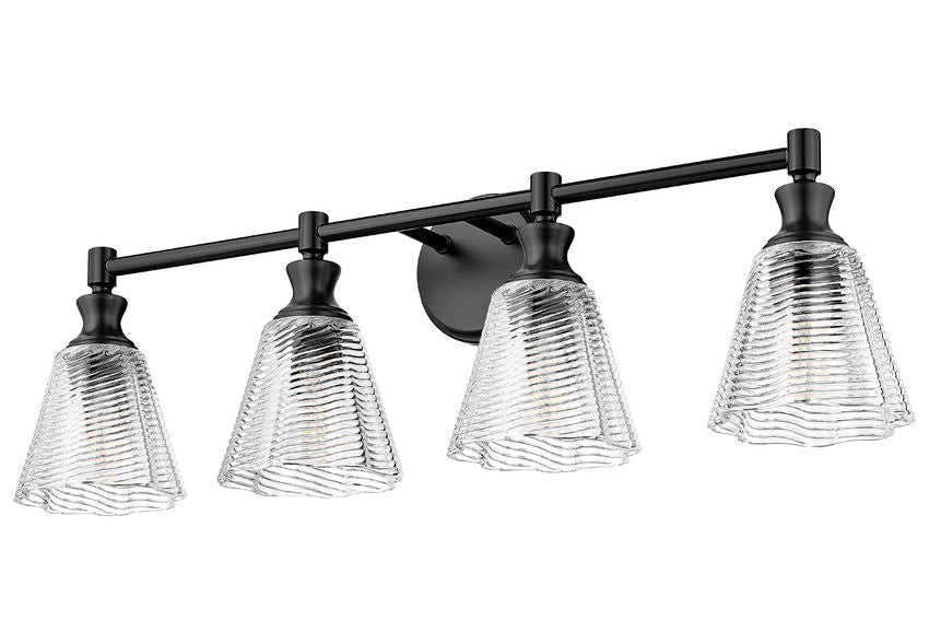 Z-Lite Auden 32" 4-Light Matte Black Steel Frame Clear Glass Shade Vanity Light
