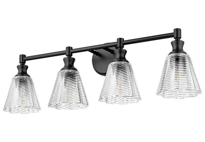 Z-Lite Auden 32" 4-Light Matte Black Steel Frame Clear Glass Shade Vanity Light