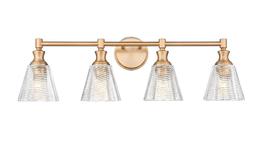 Z-Lite Auden 32" 4-Light Modern Gold Steel Frame Clear Glass Shade Vanity Light