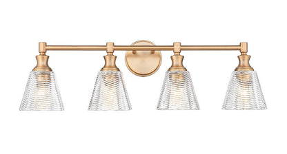 Z-Lite Auden 32" 4-Light Modern Gold Steel Frame Clear Glass Shade Vanity Light