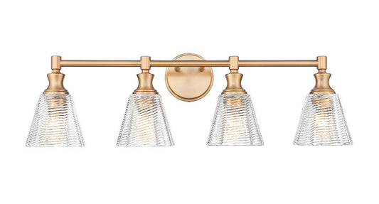 Z-Lite Auden 32" 4-Light Modern Gold Steel Frame Clear Glass Shade Vanity Light