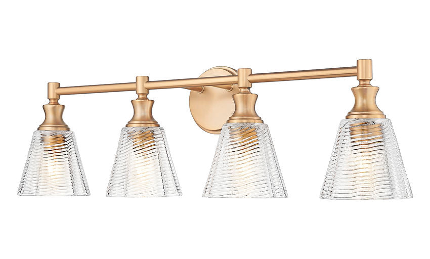 Z-Lite Auden 32" 4-Light Modern Gold Steel Frame Clear Glass Shade Vanity Light