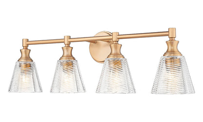 Z-Lite Auden 32" 4-Light Modern Gold Steel Frame Clear Glass Shade Vanity Light