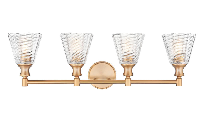 Z-Lite Auden 32" 4-Light Modern Gold Steel Frame Clear Glass Shade Vanity Light