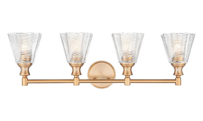 Z-Lite Auden 32" 4-Light Modern Gold Steel Frame Clear Glass Shade Vanity Light