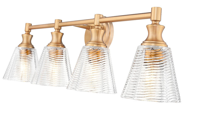 Z-Lite Auden 32" 4-Light Modern Gold Steel Frame Clear Glass Shade Vanity Light