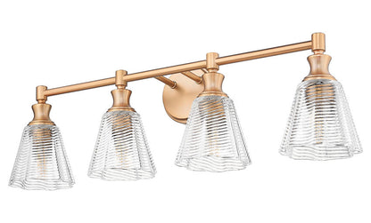 Z-Lite Auden 32" 4-Light Modern Gold Steel Frame Clear Glass Shade Vanity Light