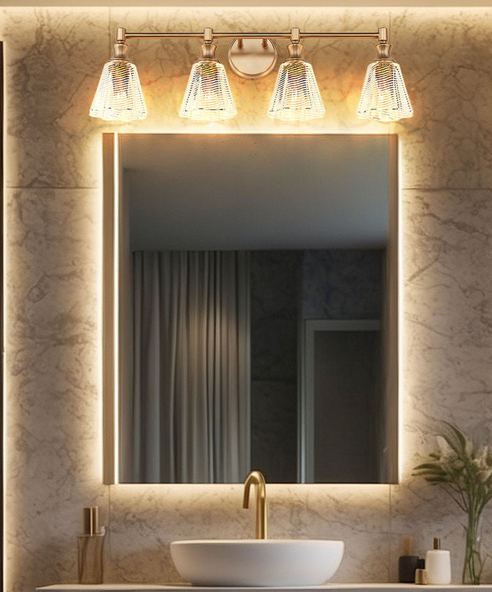 Z-Lite Auden 32" 4-Light Modern Gold Steel Frame Clear Glass Shade Vanity Light