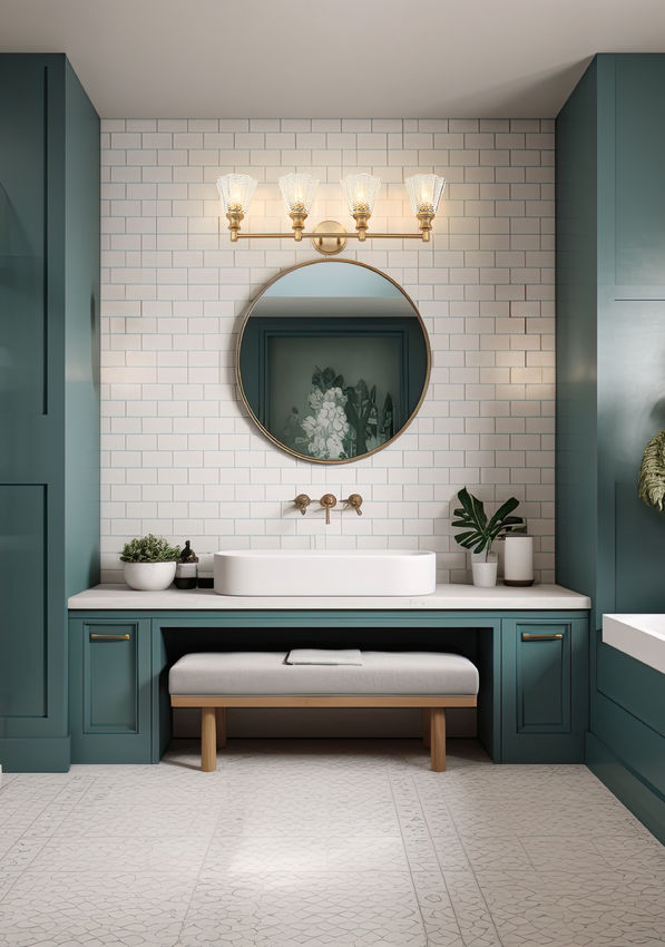 Z-Lite Auden 32" 4-Light Modern Gold Steel Frame Clear Glass Shade Vanity Light