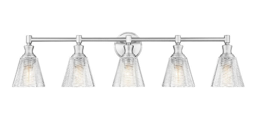 Z-Lite Auden 40" 5-Light Brushed Nickel Steel Frame Clear Glass Shade Vanity Light