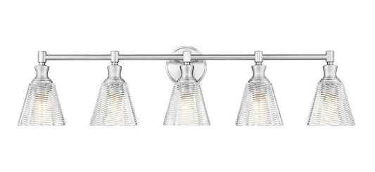 Z-Lite Auden 40" 5-Light Brushed Nickel Steel Frame Clear Glass Shade Vanity Light