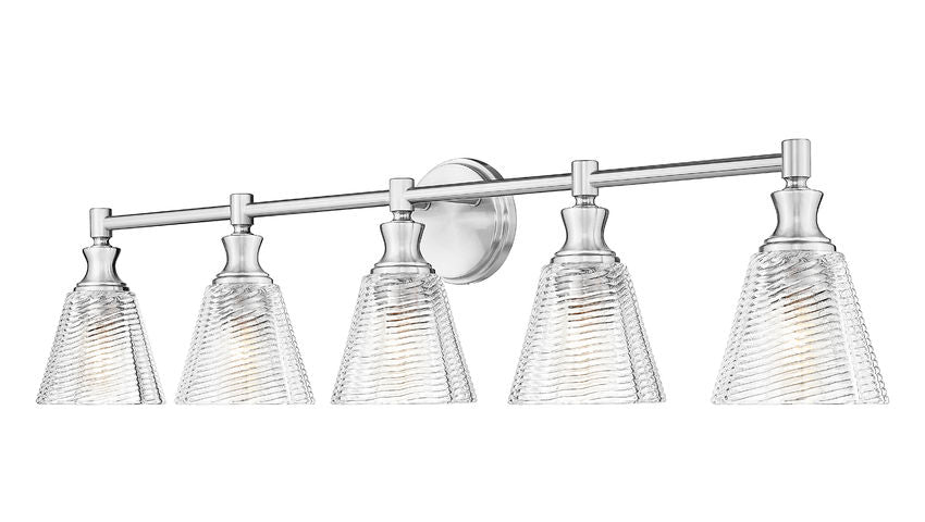 Z-Lite Auden 40" 5-Light Brushed Nickel Steel Frame Clear Glass Shade Vanity Light