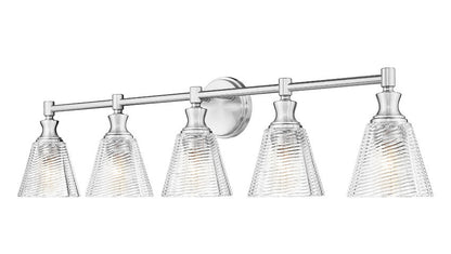 Z-Lite Auden 40" 5-Light Brushed Nickel Steel Frame Clear Glass Shade Vanity Light