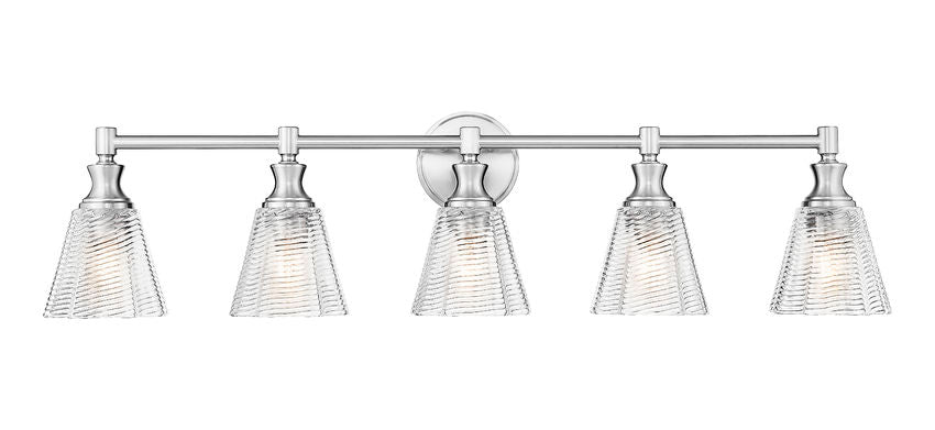 Z-Lite Auden 40" 5-Light Brushed Nickel Steel Frame Clear Glass Shade Vanity Light
