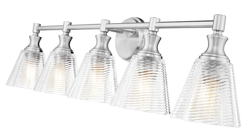 Z-Lite Auden 40" 5-Light Brushed Nickel Steel Frame Clear Glass Shade Vanity Light