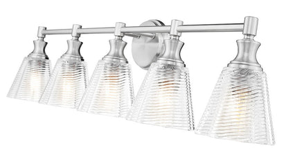 Z-Lite Auden 40" 5-Light Brushed Nickel Steel Frame Clear Glass Shade Vanity Light