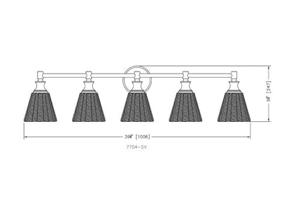 Z-Lite Auden 40" 5-Light Brushed Nickel Steel Frame Clear Glass Shade Vanity Light
