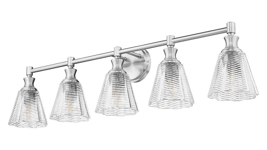 Z-Lite Auden 40" 5-Light Brushed Nickel Steel Frame Clear Glass Shade Vanity Light