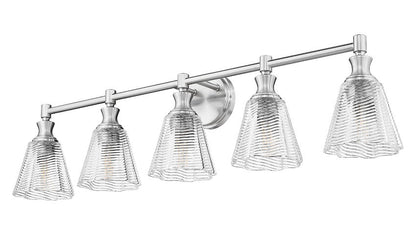 Z-Lite Auden 40" 5-Light Brushed Nickel Steel Frame Clear Glass Shade Vanity Light