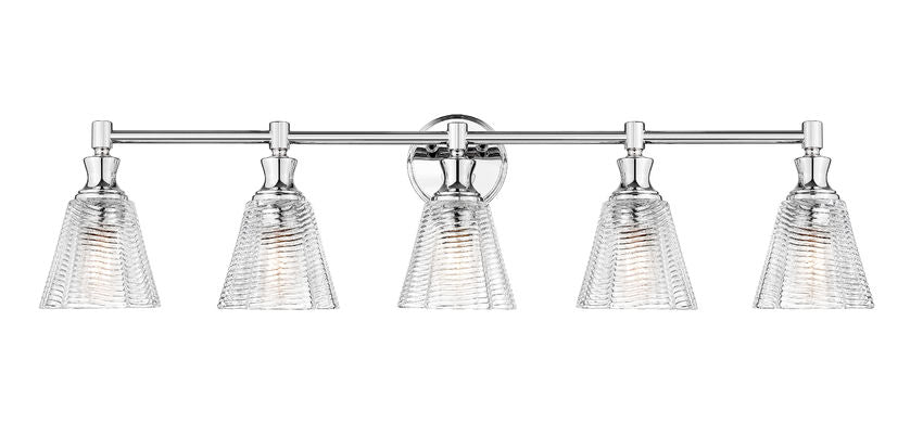 Z-Lite Auden 40" 5-Light Chrome Steel Frame Clear Glass Shade Vanity Light