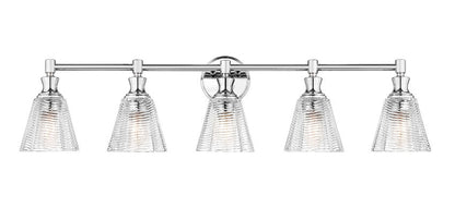 Z-Lite Auden 40" 5-Light Chrome Steel Frame Clear Glass Shade Vanity Light
