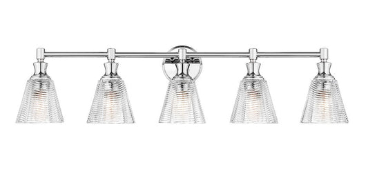 Z-Lite Auden 40" 5-Light Chrome Steel Frame Clear Glass Shade Vanity Light