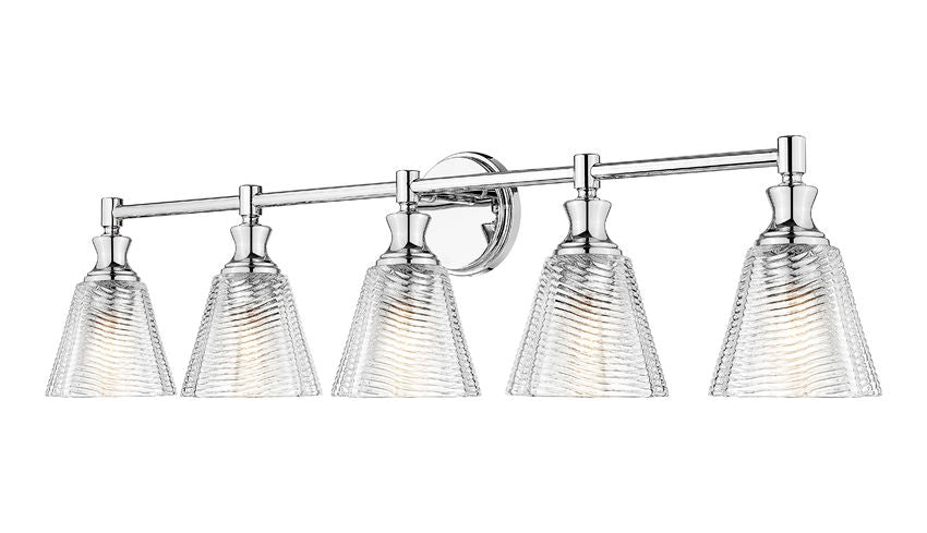 Z-Lite Auden 40" 5-Light Chrome Steel Frame Clear Glass Shade Vanity Light