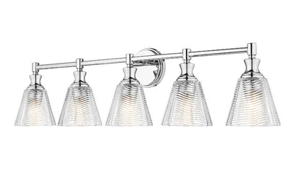 Z-Lite Auden 40" 5-Light Chrome Steel Frame Clear Glass Shade Vanity Light