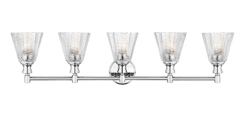 Z-Lite Auden 40" 5-Light Chrome Steel Frame Clear Glass Shade Vanity Light