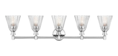 Z-Lite Auden 40" 5-Light Chrome Steel Frame Clear Glass Shade Vanity Light