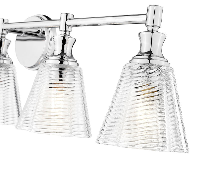 Z-Lite Auden 40" 5-Light Chrome Steel Frame Clear Glass Shade Vanity Light
