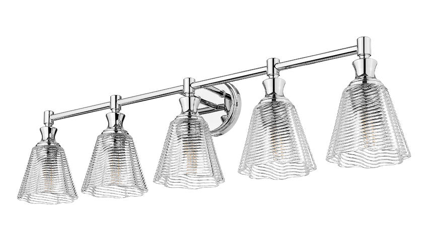 Z-Lite Auden 40" 5-Light Chrome Steel Frame Clear Glass Shade Vanity Light