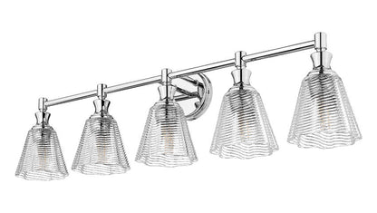 Z-Lite Auden 40" 5-Light Chrome Steel Frame Clear Glass Shade Vanity Light