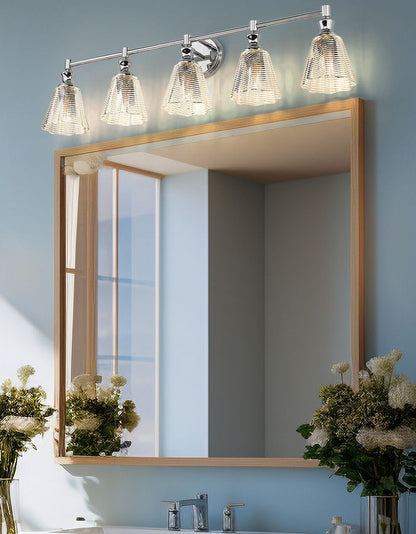 Z-Lite Auden 40" 5-Light Chrome Steel Frame Clear Glass Shade Vanity Light