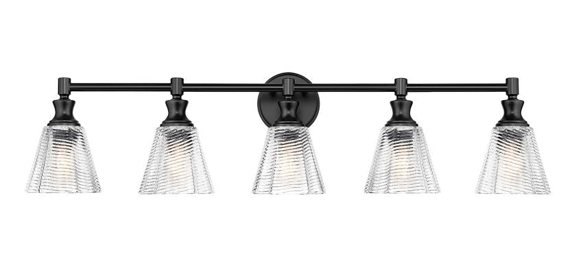 Z-Lite Auden 40" 5-Light Matte Black Steel Frame Clear Glass Shade Vanity Light