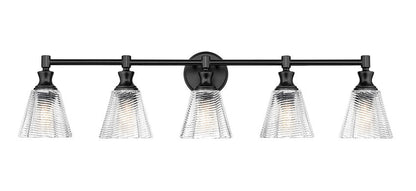 Z-Lite Auden 40" 5-Light Matte Black Steel Frame Clear Glass Shade Vanity Light