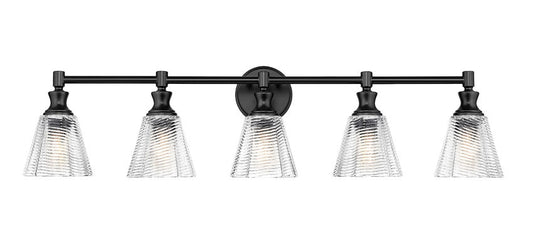 Z-Lite Auden 40" 5-Light Matte Black Steel Frame Clear Glass Shade Vanity Light