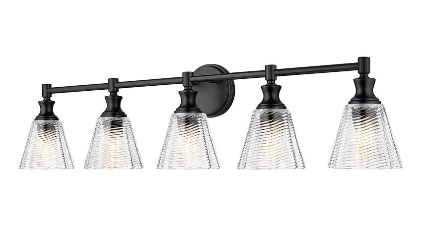 Z-Lite Auden 40" 5-Light Matte Black Steel Frame Clear Glass Shade Vanity Light