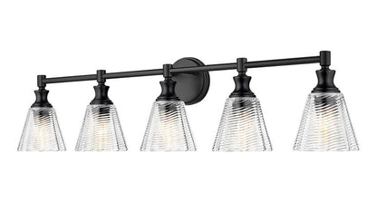 Z-Lite Auden 40" 5-Light Matte Black Steel Frame Clear Glass Shade Vanity Light