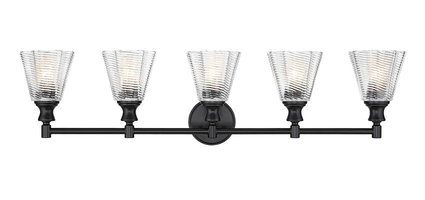 Z-Lite Auden 40" 5-Light Matte Black Steel Frame Clear Glass Shade Vanity Light