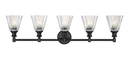 Z-Lite Auden 40" 5-Light Matte Black Steel Frame Clear Glass Shade Vanity Light