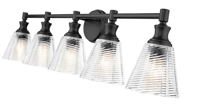 Z-Lite Auden 40" 5-Light Matte Black Steel Frame Clear Glass Shade Vanity Light