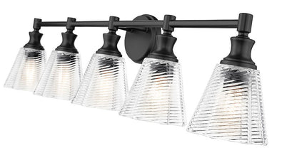Z-Lite Auden 40" 5-Light Matte Black Steel Frame Clear Glass Shade Vanity Light