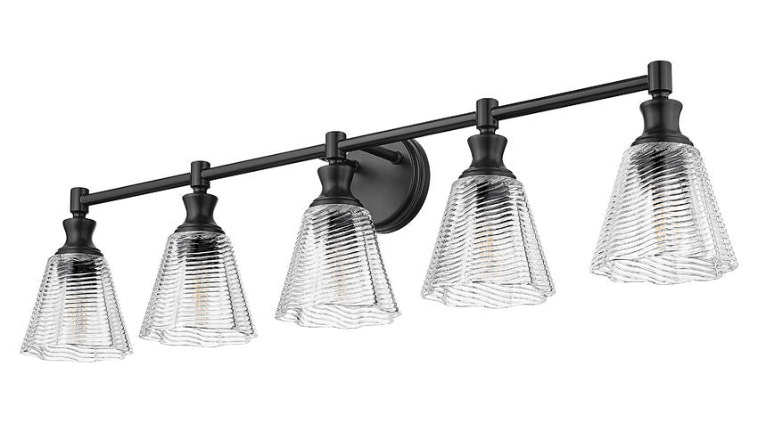 Z-Lite Auden 40" 5-Light Matte Black Steel Frame Clear Glass Shade Vanity Light