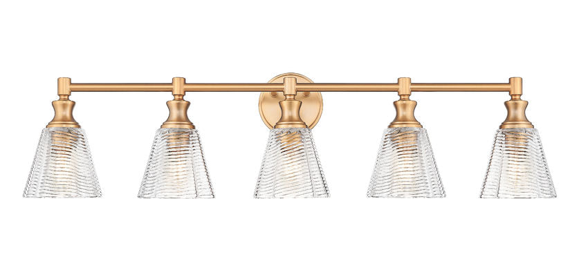 Z-Lite Auden 40" 5-Light Modern Gold Steel Frame Clear Glass Shade Vanity Light